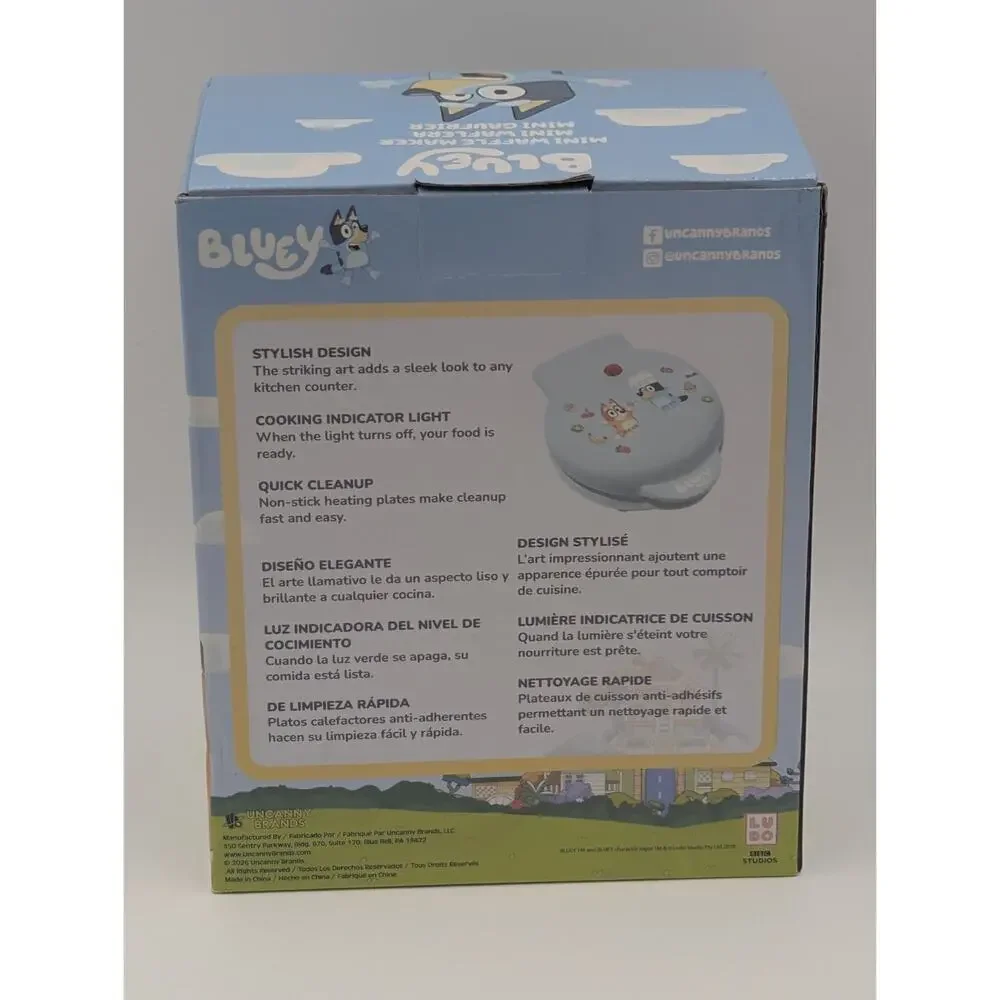 Uncanny Brand Bluey Character Non Stick Mini Waffle Maker New In Box